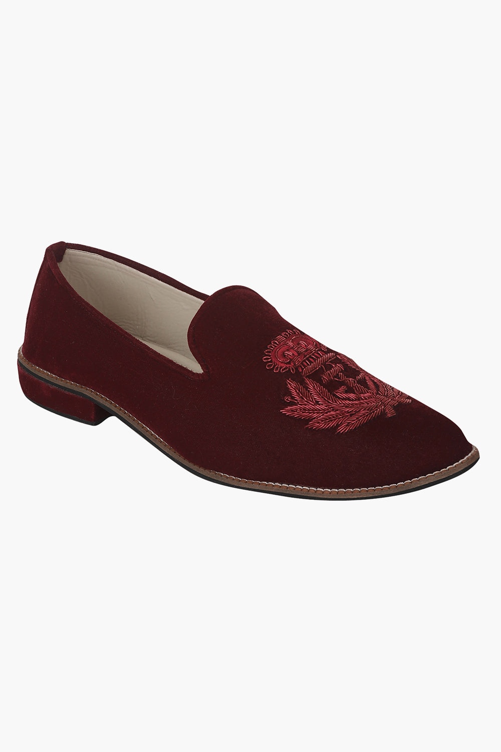 Velvet Slip Ons With Greek Embroidery