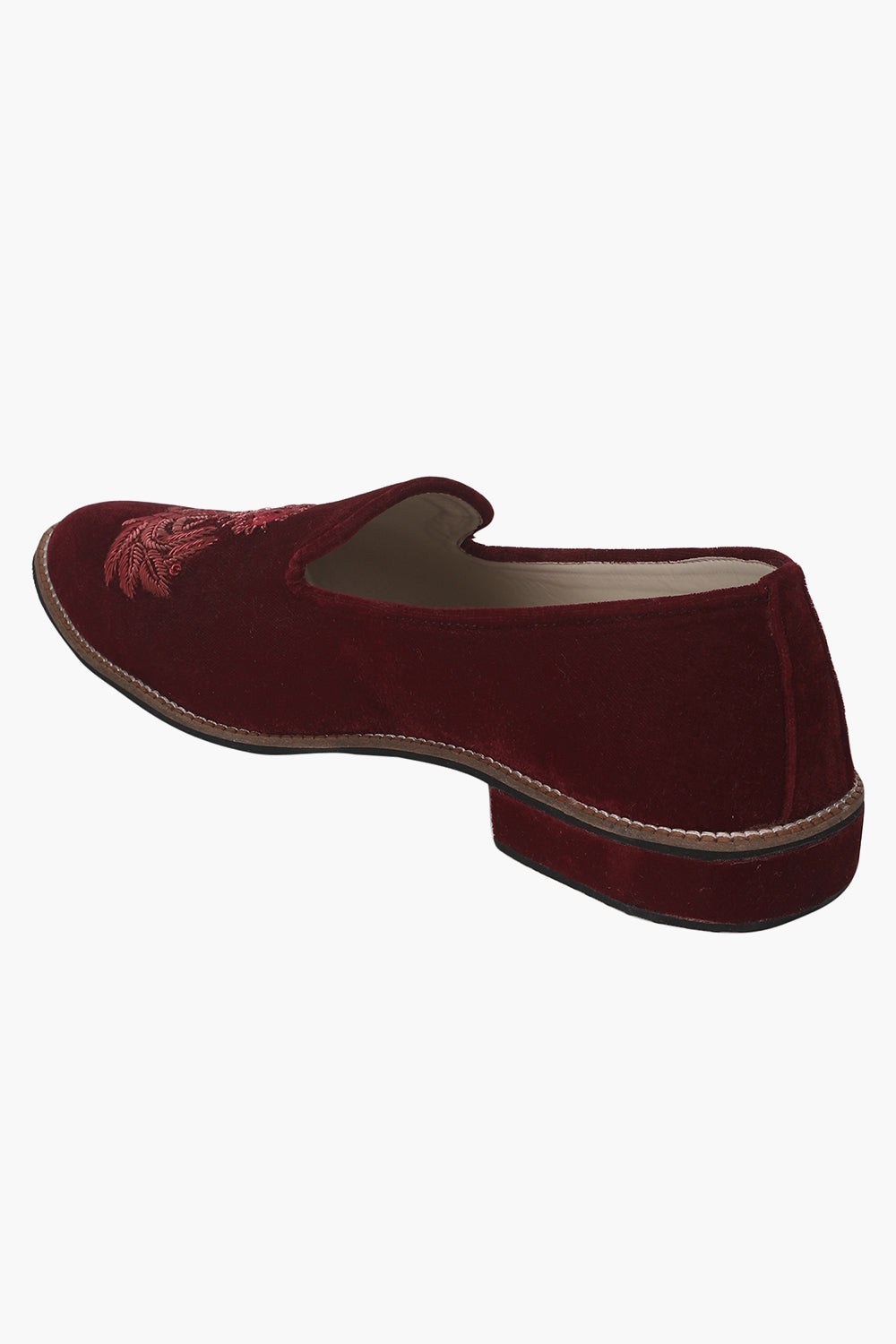 Velvet Slip Ons With Greek Embroidery