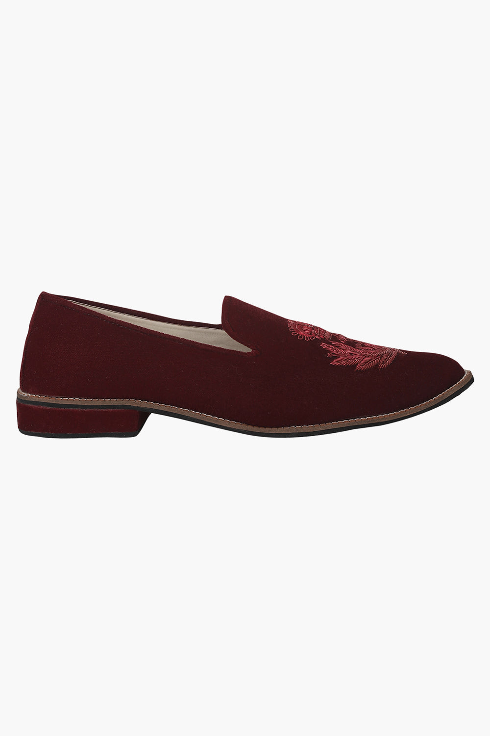 Velvet Slip Ons With Greek Embroidery