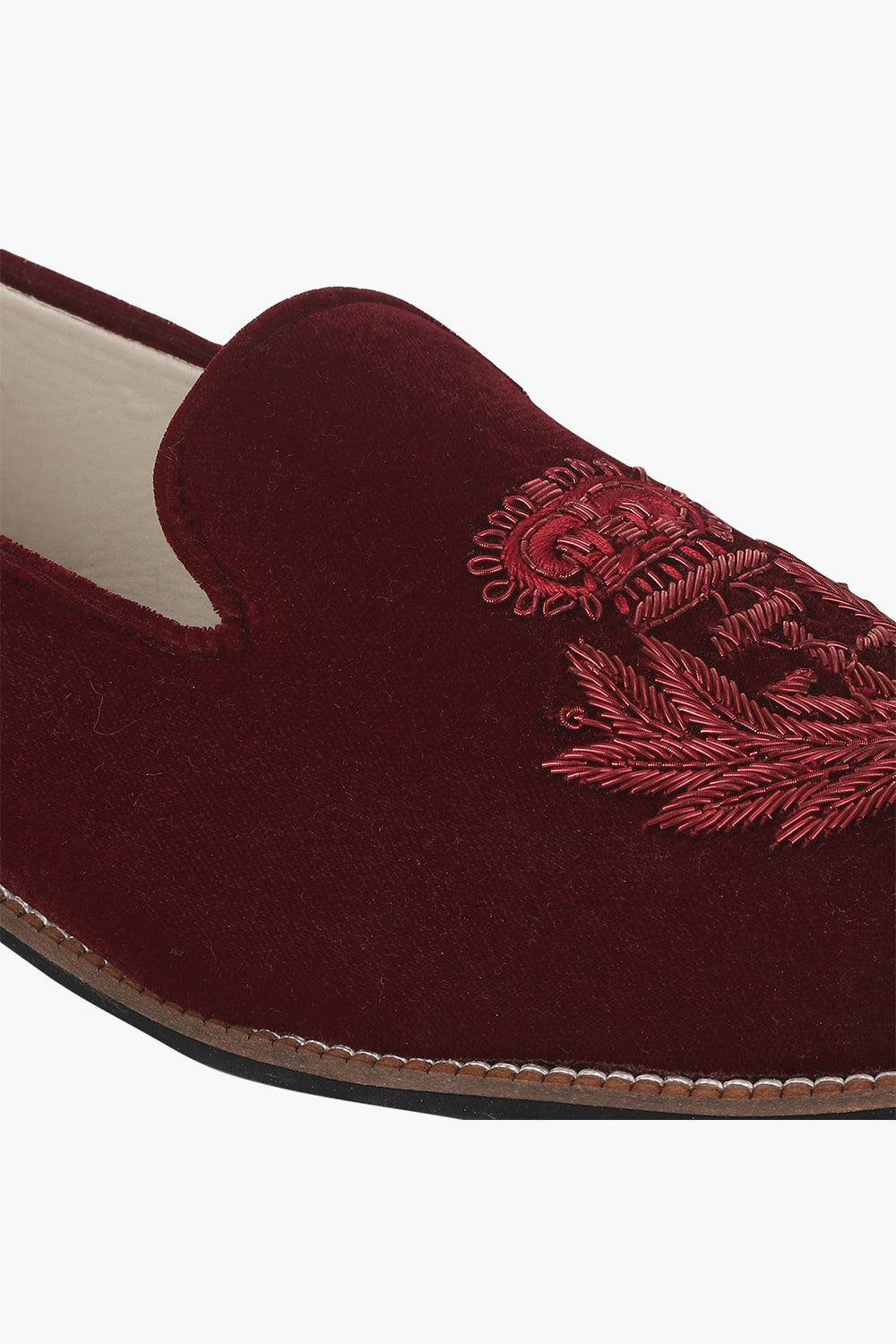 Velvet Slip Ons With Greek Embroidery