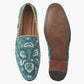 Suede Slip Ons With Jewel Embroidery