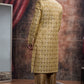 Raw Silk Thread Embroidered Sherwani And Churidar Set