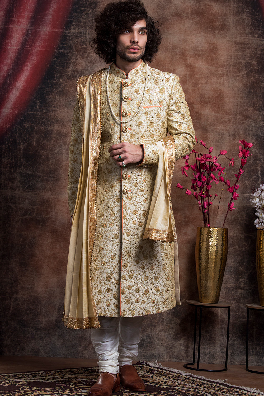 Hand Embroidered Sherwani With Gold Hints