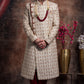 Ivory Asymettric Sherwani With Maroon Hints