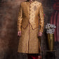 Dark Gold Embroidered Jacket Styled Sherwani Set