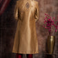 Dark Gold Embroidered Jacket Styled Sherwani Set