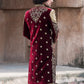 Maroon Velvet Sherwani With Swarovski Work