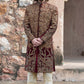 Maroon Velvet Sherwani With Aari Work