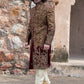 Maroon Velvet Sherwani With Aari Work