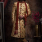 Raw Silk Multi Colored Sherwani And Churidar Set