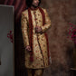 Raw Silk Multi Colored Sherwani And Churidar Set