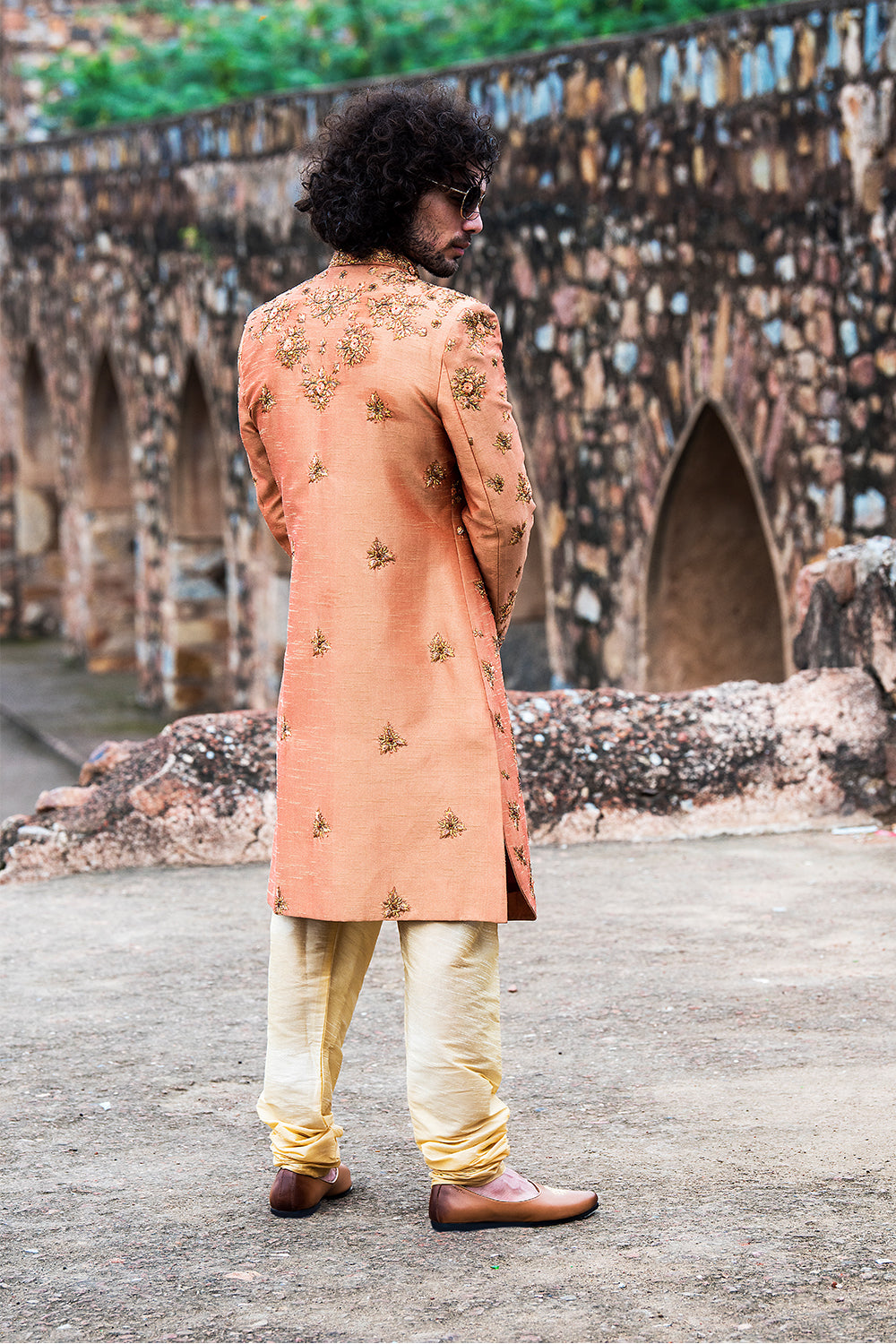 Hand Embroidered Asymettric Indowestern Sherwani Set