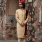 Butter Gold Thread Embroidered Sherwani And Dupatta Set