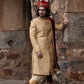 Butter Gold Thread Embroidered Sherwani And Dupatta Set