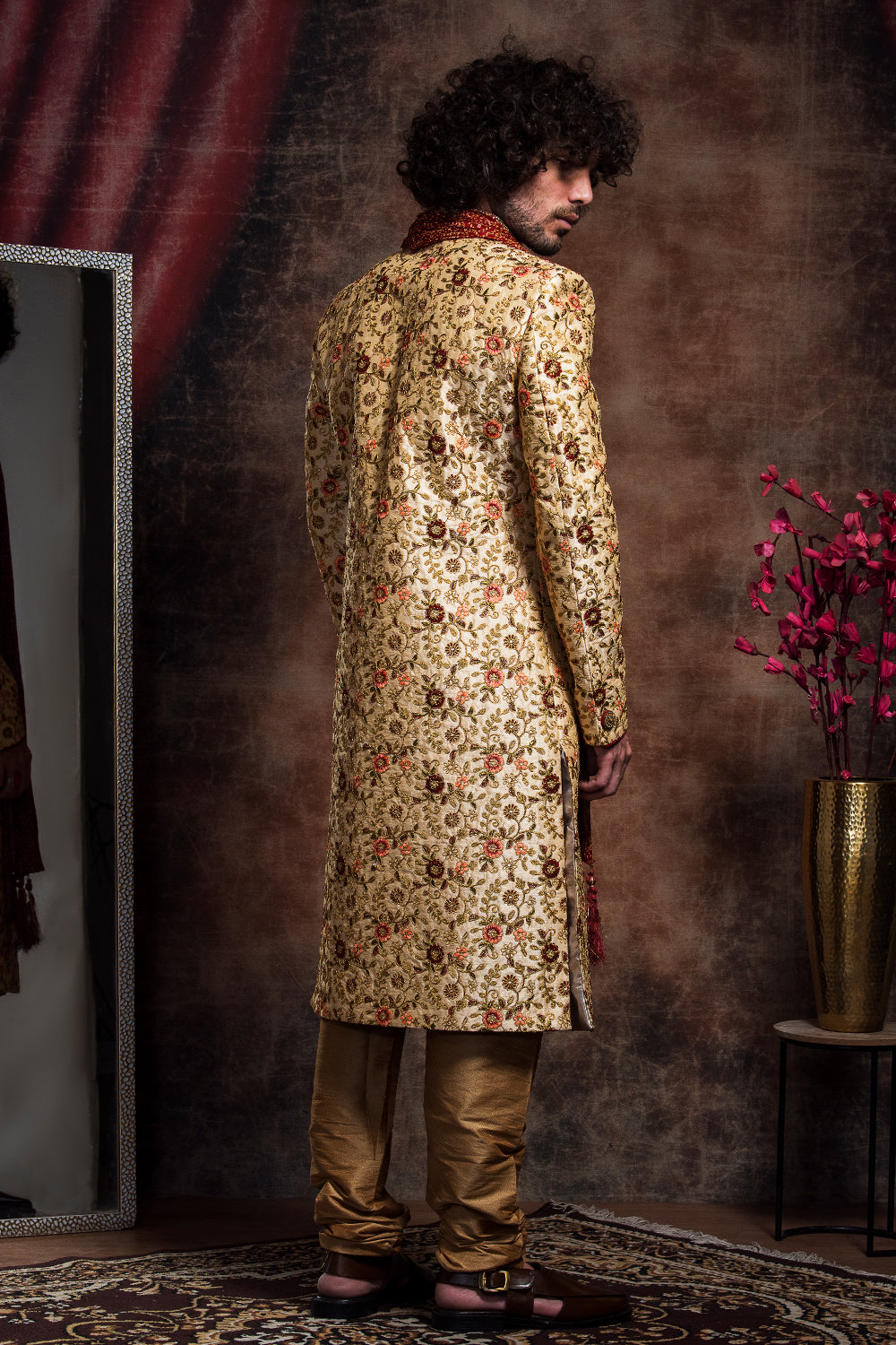 Zardozi Embroidery Sherwani Set With Dupatta