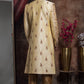 Ivory Thread Embroidered Sherwani With Peach Hints