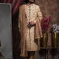 Ivory Thread Embroidered Sherwani With Peach Hints