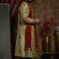 Gold Zari Embroidery Sherwani And Churidar Set