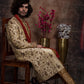 Gold Zari Embroidery Sherwani And Churidar Set