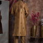 Dark Gold Hand Embroidered Sherwani And Textured Dupatta