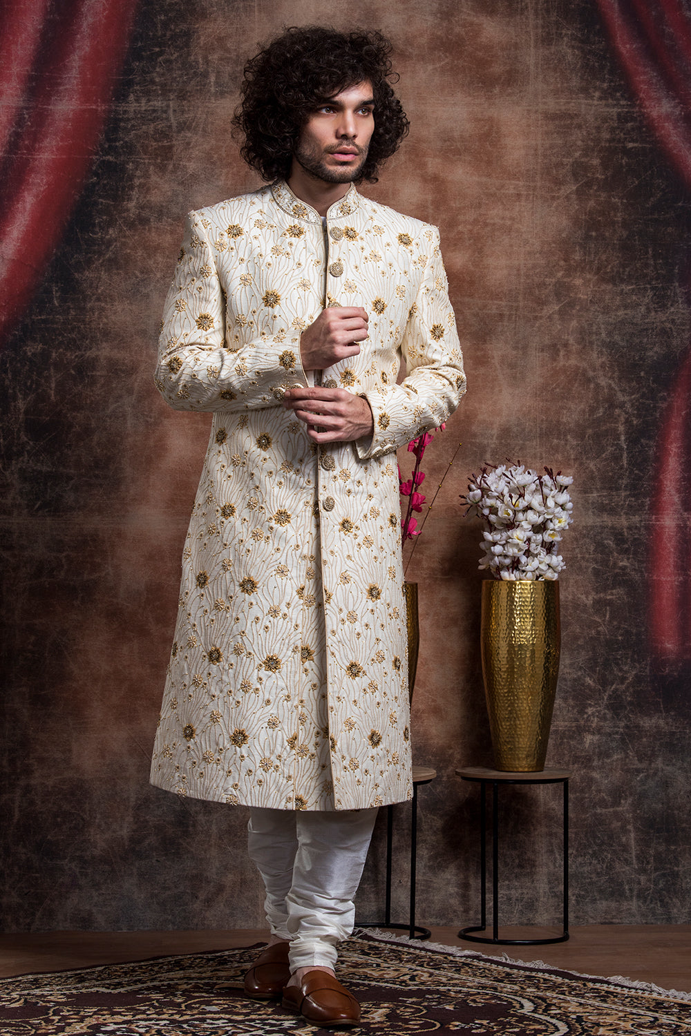 Ivory Sherwani With Gold Hints